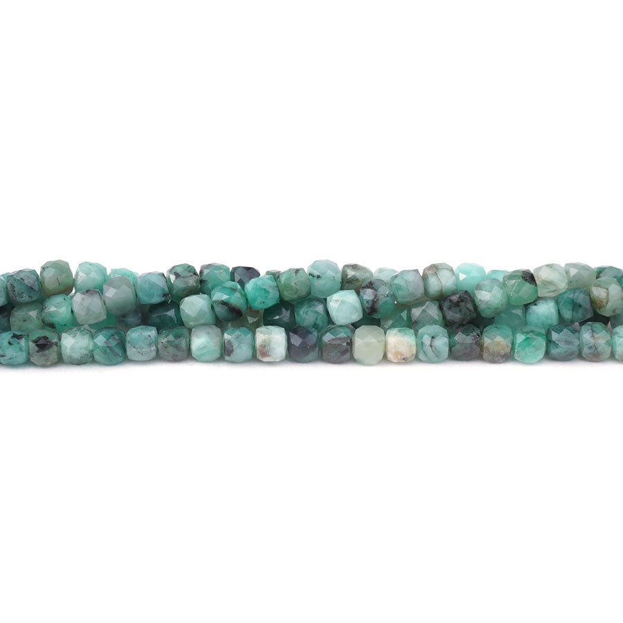 4mm Emerald Faceted Cube A Grade - 15-16 Inch - Goody Beads