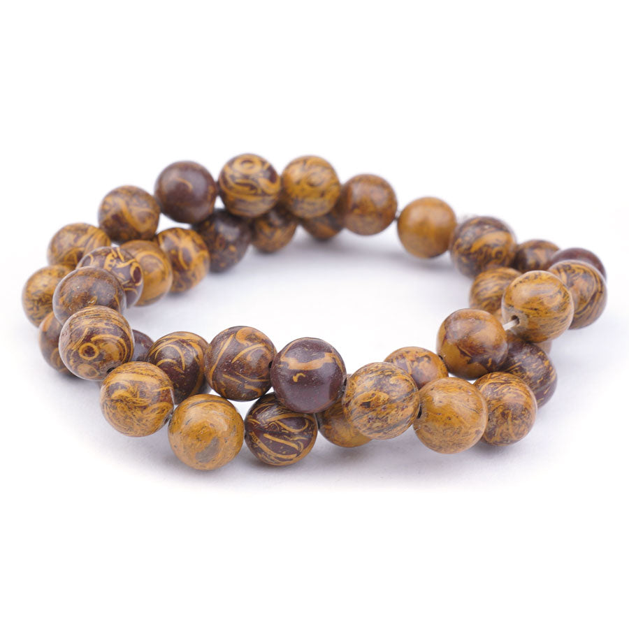 10mm Elephant Skin Jasper Natural Round A Grade - 15-16 Inch - Goody Beads