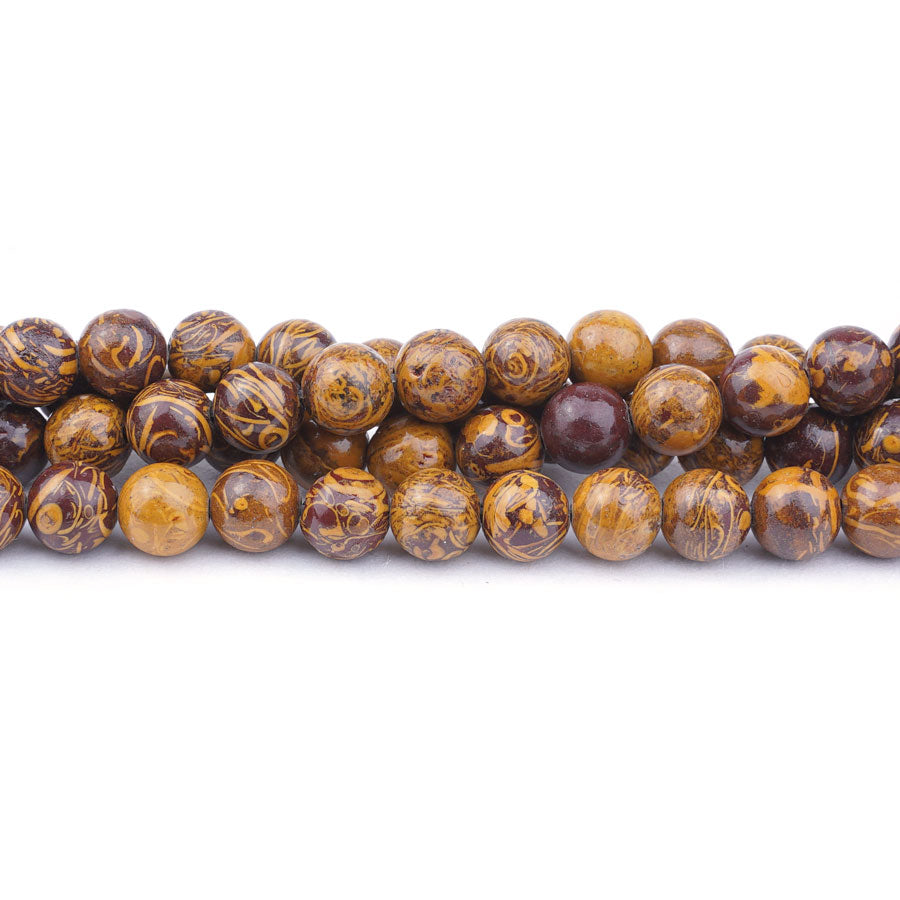 8mm Elephant Skin Jasper Natural Round A Grade - 15-16 Inch - Goody Beads
