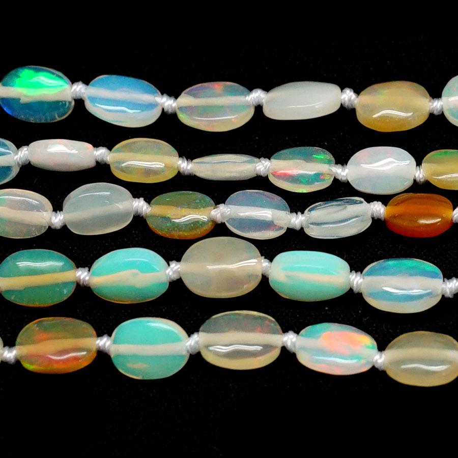 Ethiopian Opal Knotted 4x6-5x7mm Oval - 8 Inch - Goody Beads