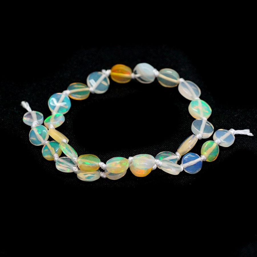 Ethiopian Opal Knotted 5-6mm Coin - 8 Inch - Goody Beads