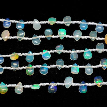 Ethiopian Opal Knotted 5x7-6x8mm Drop - 8 Inch - Goody Beads