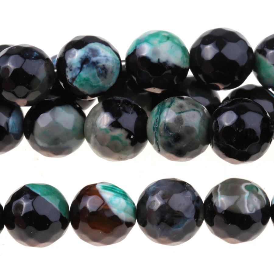 Black & Green (dyed) 10mm Faceted Round Fire Agate 15-16 Inch