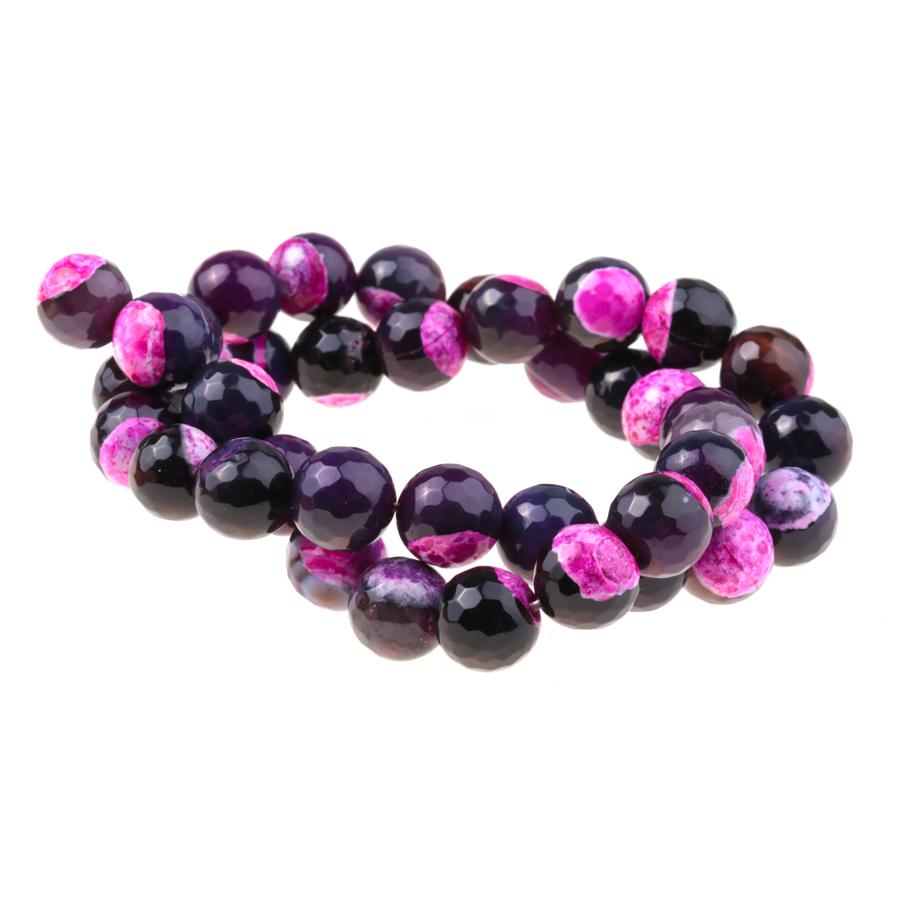 Black & Pink (dyed) 10mm Faceted Round Fire Agate 15-16 Inch