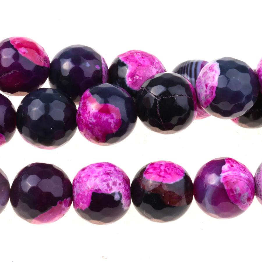 Black & Pink (dyed) 10mm Faceted Round Fire Agate 15-16 Inch