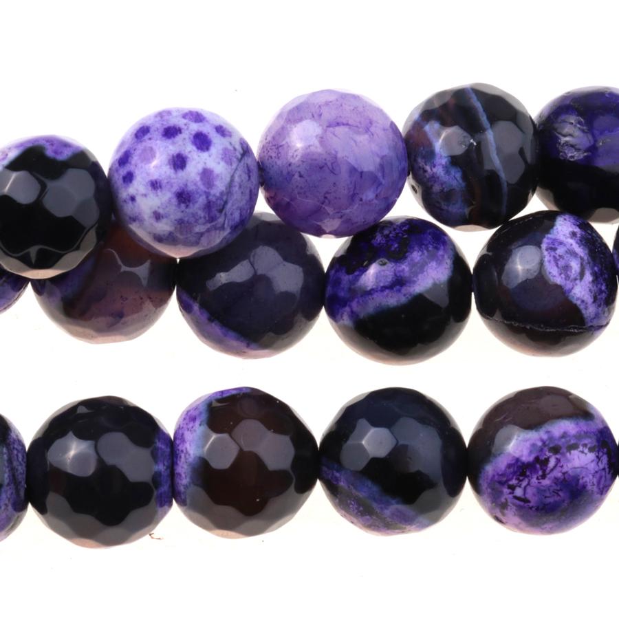 Black & Purple (dyed) 10mm Faceted Round Fire Agate 15-16 Inch