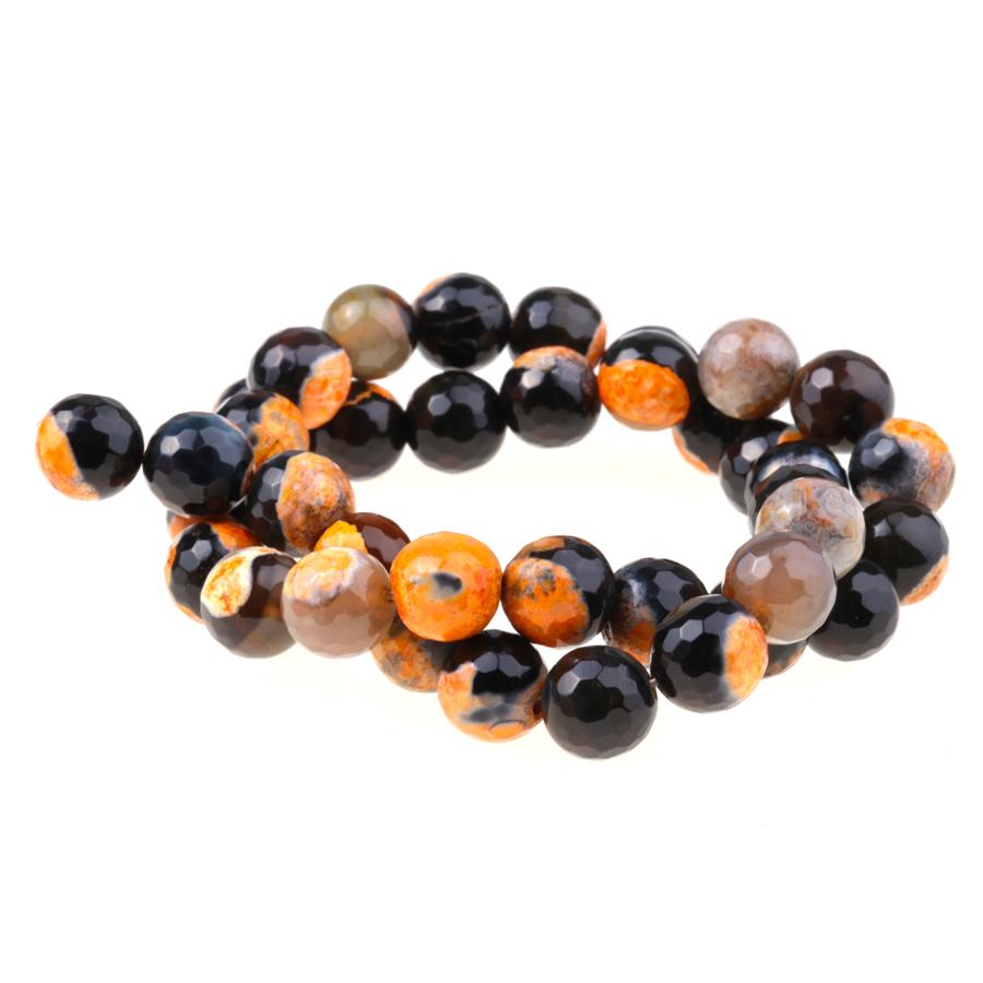 Black & Yellow (dyed) 10mm Faceted Round Fire Agate 15-16 Inch