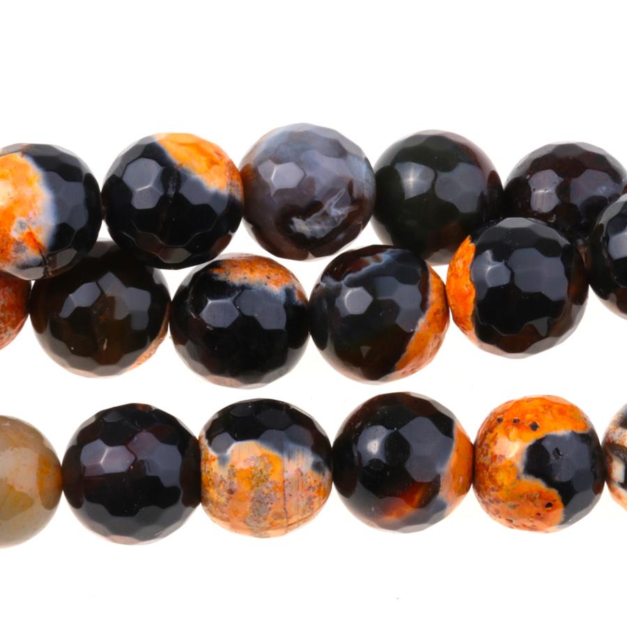 Black & Yellow (dyed) 10mm Faceted Round Fire Agate 15-16 Inch