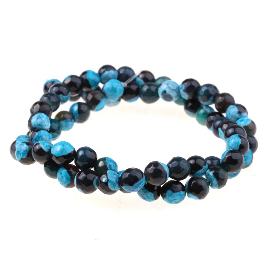 Black & Blue (dyed) 6mm Faceted Round Fire Agate 15-16 Inch