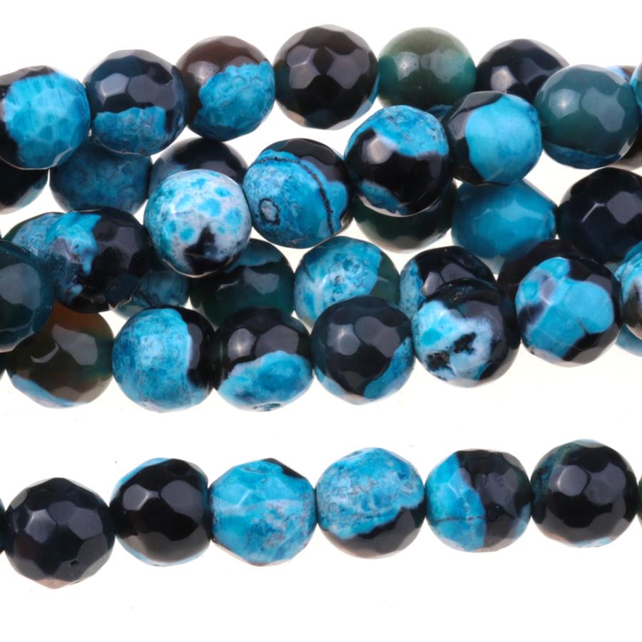 Black & Blue (dyed) 6mm Faceted Round Fire Agate 15-16 Inch