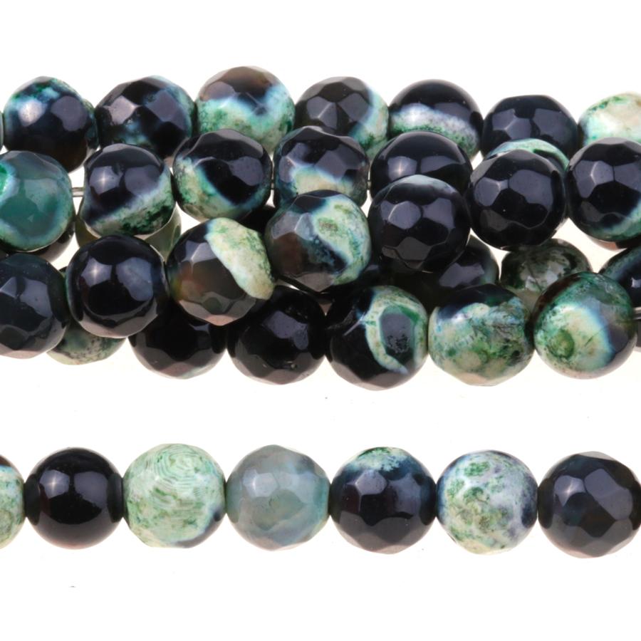 Black & Green (dyed) 6mm Faceted Round Fire Agate 15-16 Inch