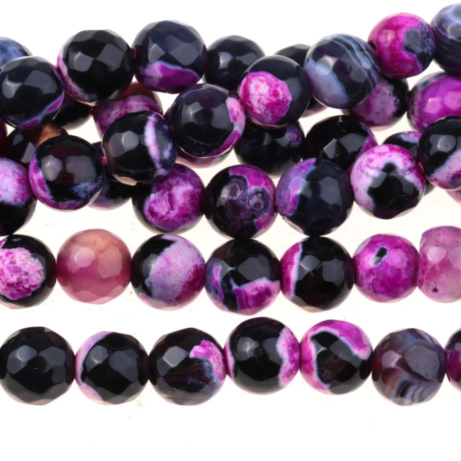 Black & Pink (dyed) 6mm Faceted Round Fire Agate 15-16 Inch