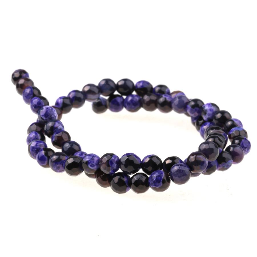 Black & Purple (dyed) 6mm Faceted Round Fire Agate 15-16 Inch