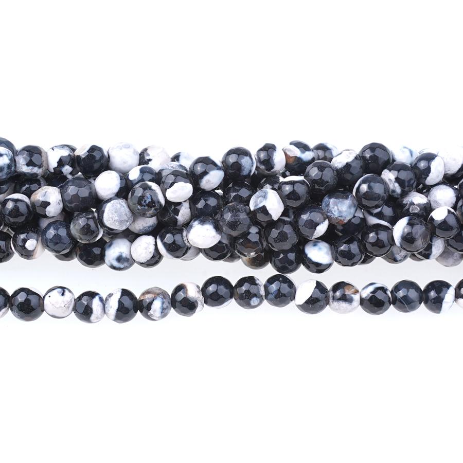 Black & White (dyed) 6mm Faceted Round Fire Agate 15-16 Inch