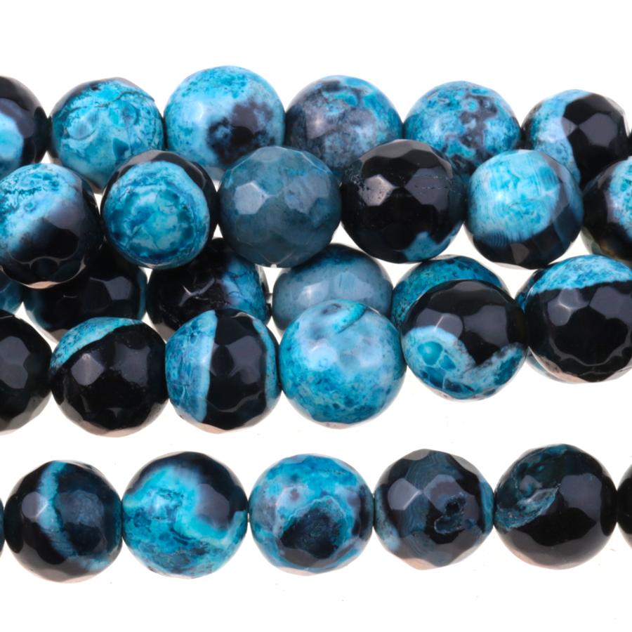 Black & Blue (dyed) 8mm Faceted Round Fire Agate 15-16 Inch