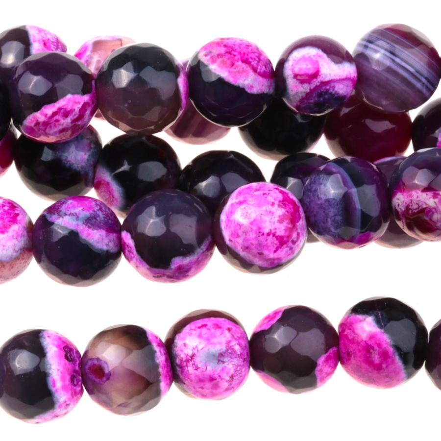 Black & Pink (dyed) 8mm Faceted Round Fire Agate 15-16 Inch