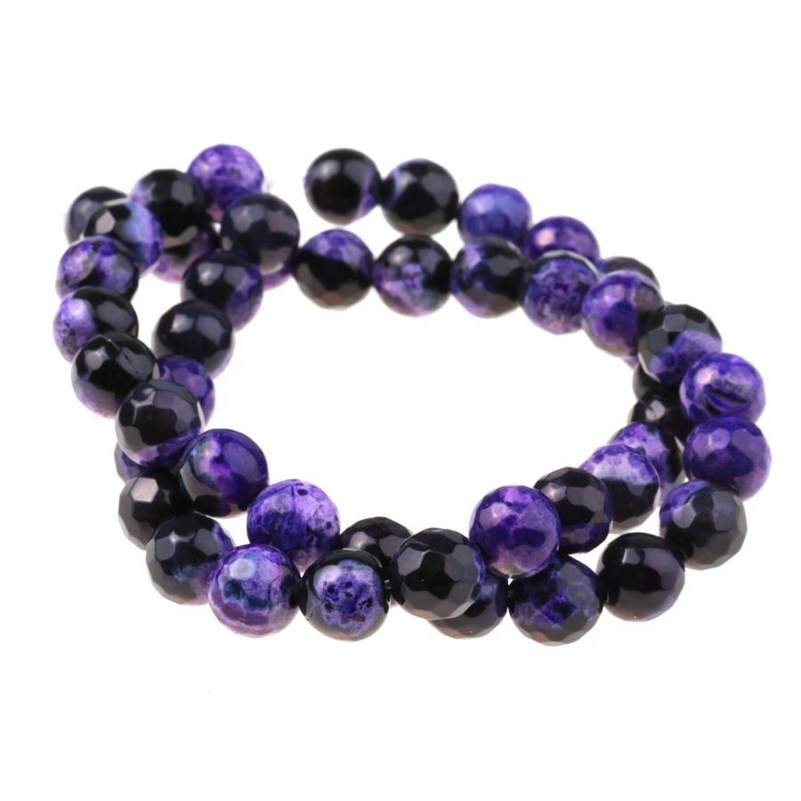 Black & Purple (dyed) 8mm Faceted Round Fire Agate 15-16 Inch