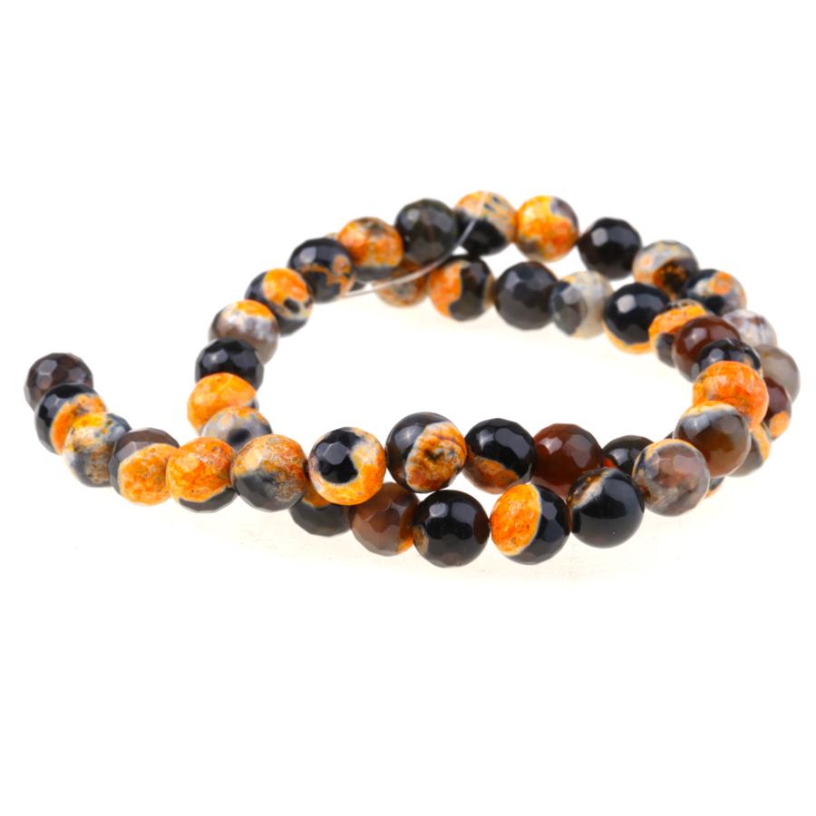 Black & Yellow (dyed) 8mm Faceted Round Fire Agate 15-16 Inch