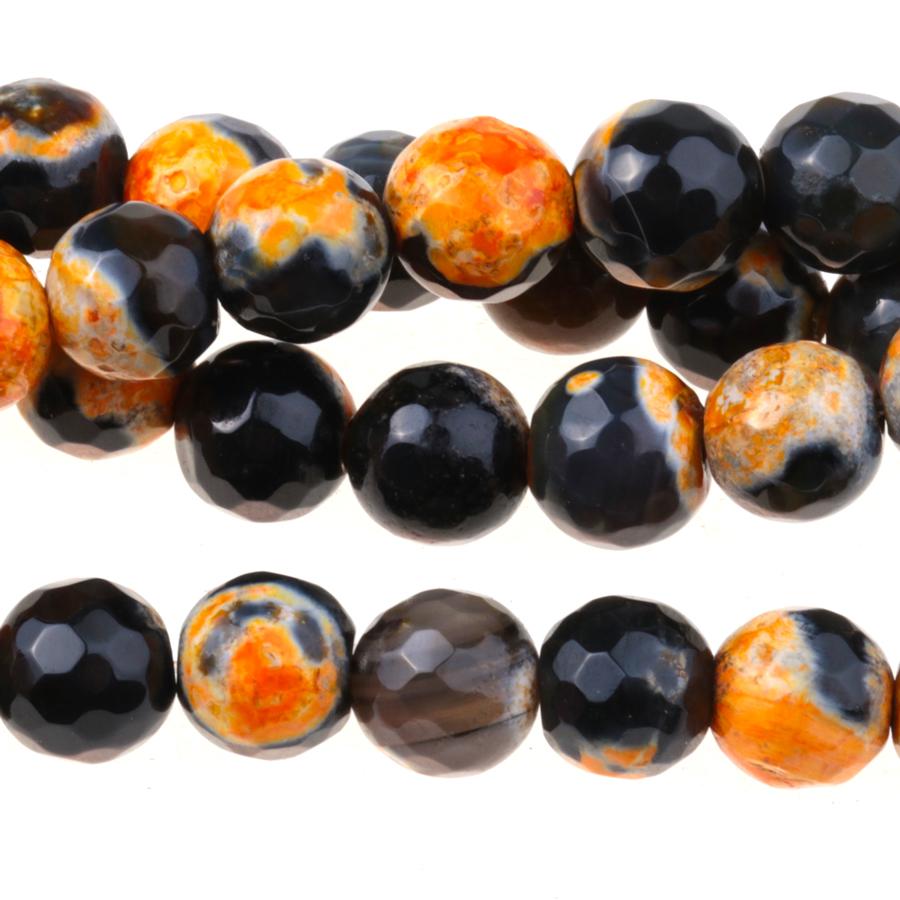 Black & Yellow (dyed) 8mm Faceted Round Fire Agate 15-16 Inch