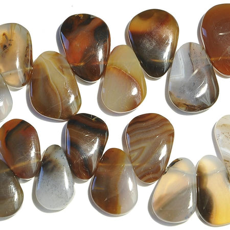 Fire Agate 8x12-13x21mm Top Side Drilled Graduated Flat Pebble