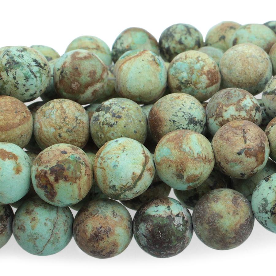 MATTE Flower African Turquoise 10mm Round 15-16 Inch