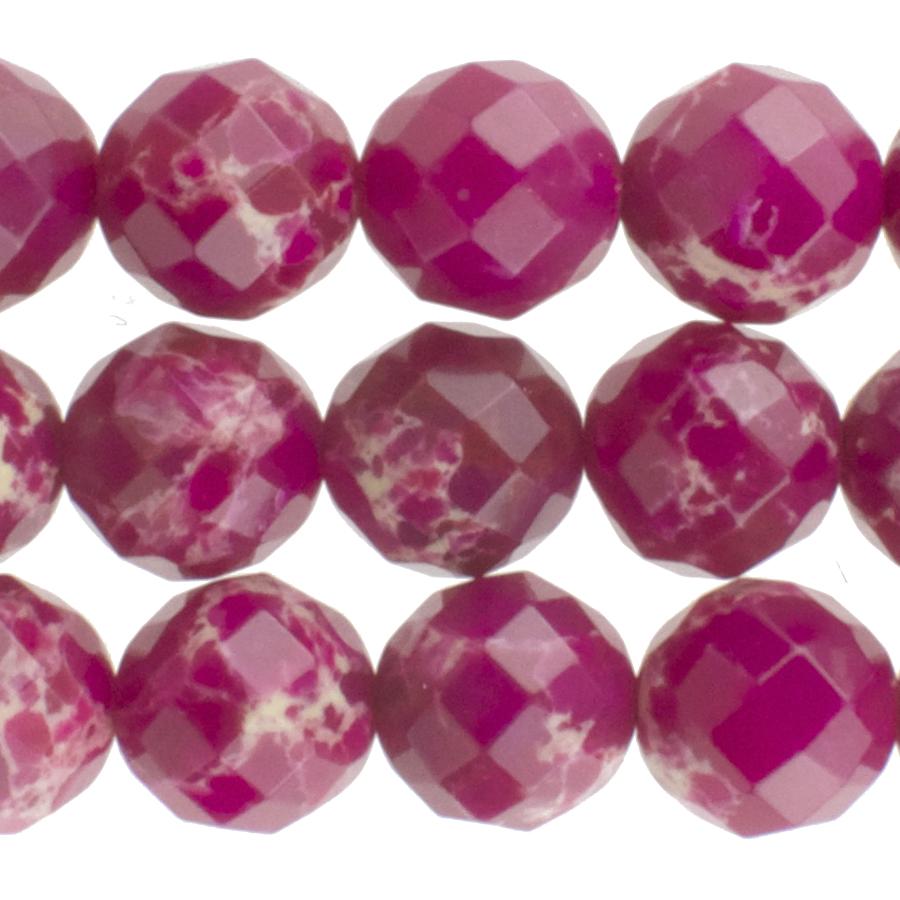 Fuschia Impression Jasper 10mm Faceted Round 15-16 Inch (Dyed)