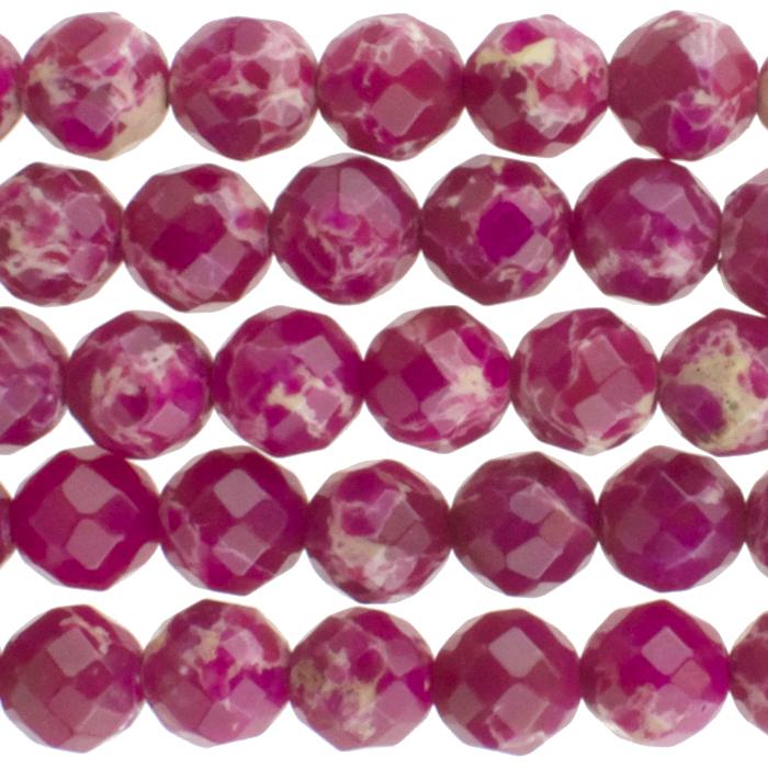 Fuschia Impression Jasper 6mm Faceted Round 15-16 Inch (Dyed)