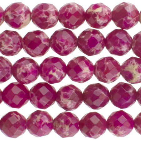 Fuschia Impression Jasper 6mm Faceted Round 15-16 Inch (Dyed)