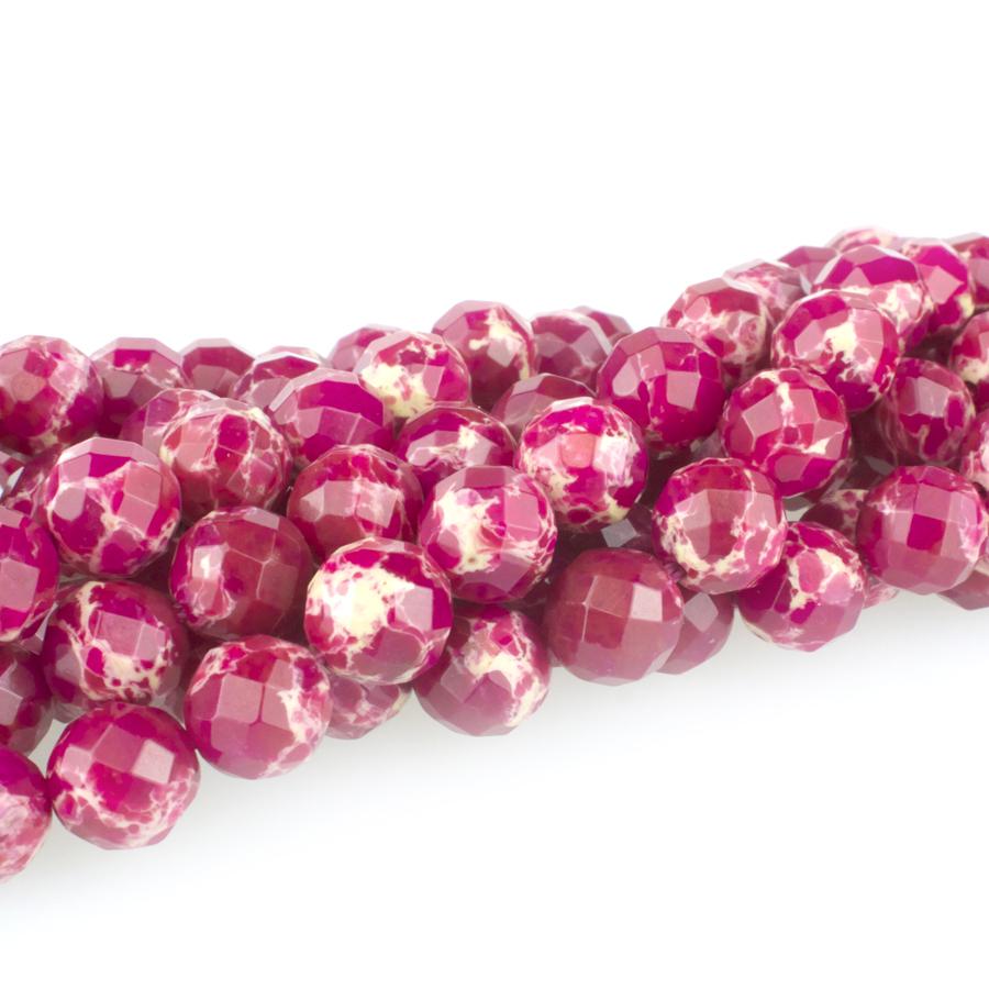 Fuschia Impression Jasper 8mm Faceted Round 15-16 Inch (Dyed)