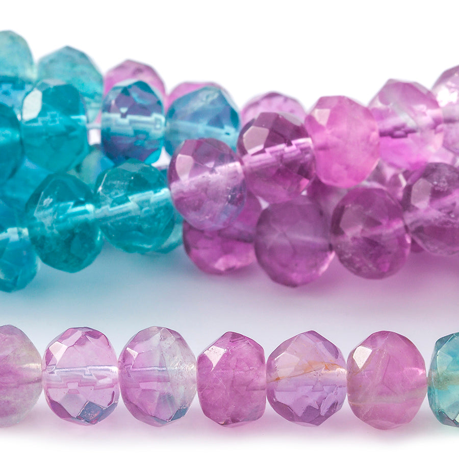 Fluorite Banded 8mm Faceted Rondelle 8-Inch - Goody Beads
