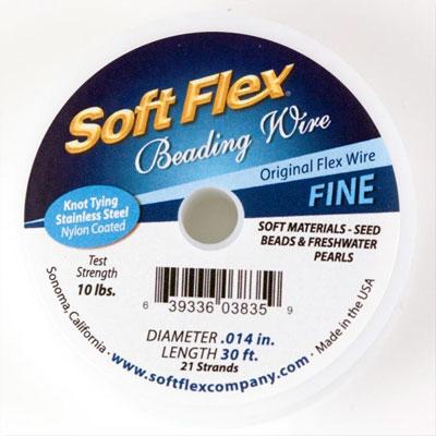Soft Flex Stainless Steel Beading Wire, 0.014, 21 strand, 30' - White (30  foot)