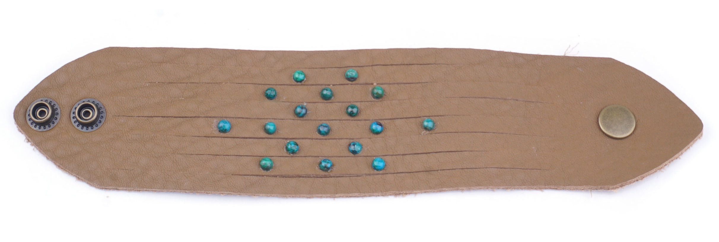 INSTRUCTIONS for DIY Wide Shredded Leather Cuff with Chrysocolla Coin Cabochons - Goody Beads