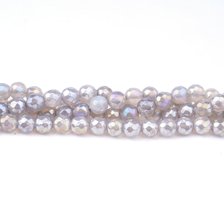 Grey Agate 6mm Rainbow Plated Round Faceted - Limited Editions - Goody Beads