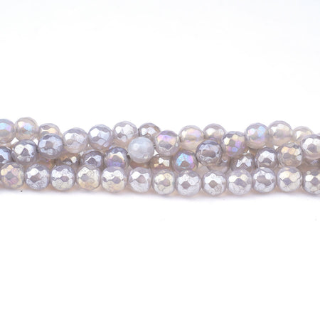 Grey Agate 6mm Rainbow Plated Round Faceted - Limited Editions - Goody Beads