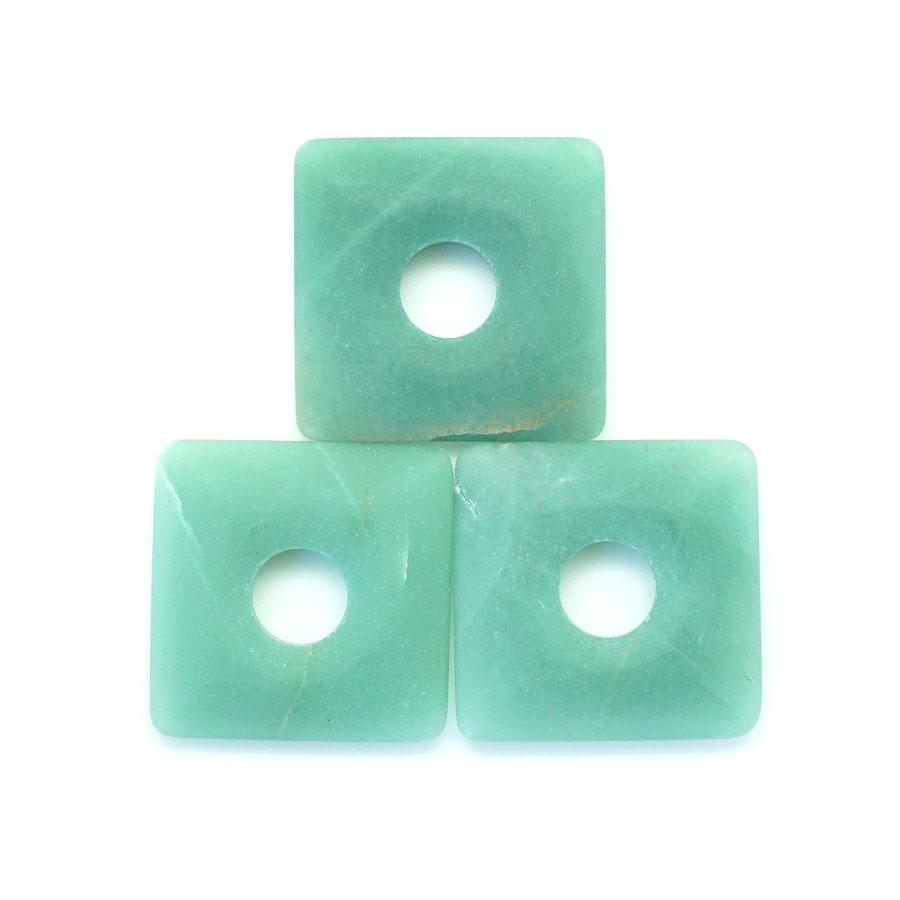 Green Aventurine Matte 40mm Square Donut - Pendant