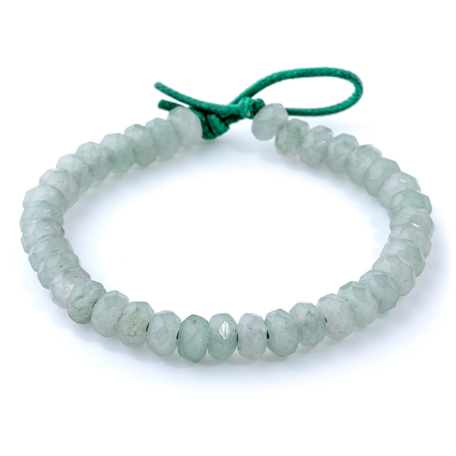 Green Aventurine 8mm Faceted Rondelle Large Hole 8-Inch