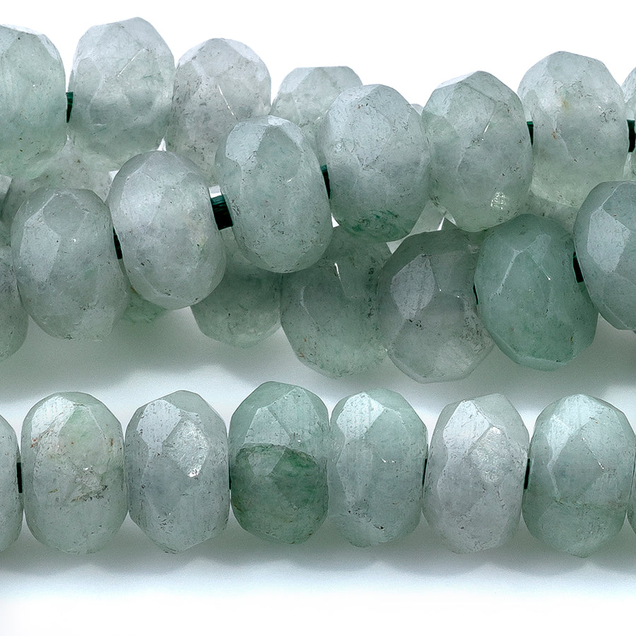 Green Aventurine 8mm Faceted Rondelle Large Hole 8-Inch