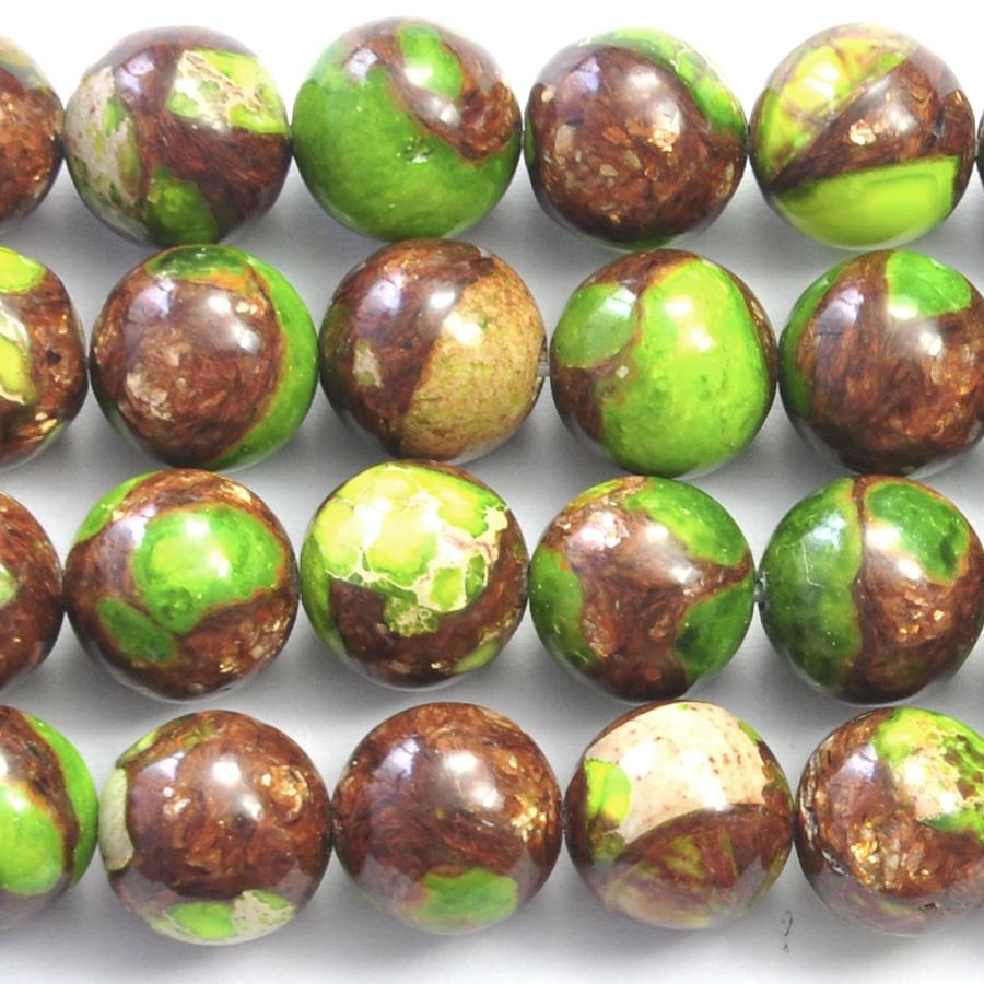 Green Bronzite Impression Jasper 10mm Round 15-16 Inch