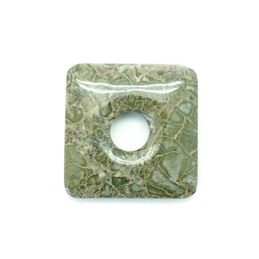 Green Brecciated Jasper  40mm Square Donut - Pendant