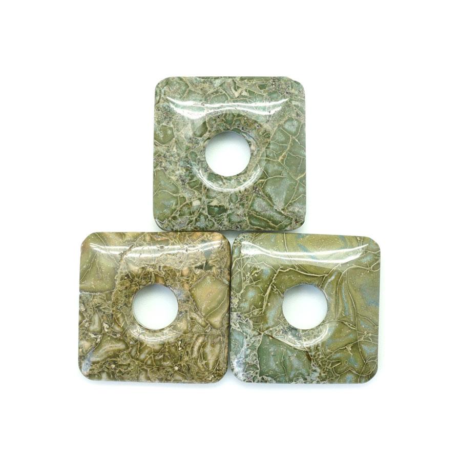 Green Brecciated Jasper  40mm Square Donut - Pendant