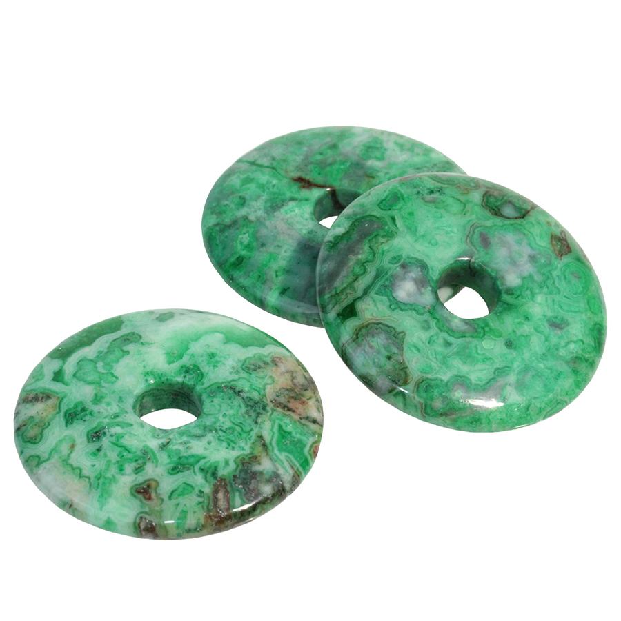 Green Crazy Lace Agate 40mm Donut Pendant - Goody Beads