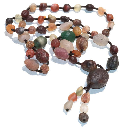 Gobi Desert Agate 6-12mm Nugget Multicolor Meadow Graduated Necklace with Pendant 28-30"