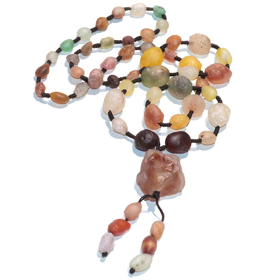 Gobi Desert Agate 6-14mm Nugget Bright Multicolor Graduated Necklace with Pendant 28-30"