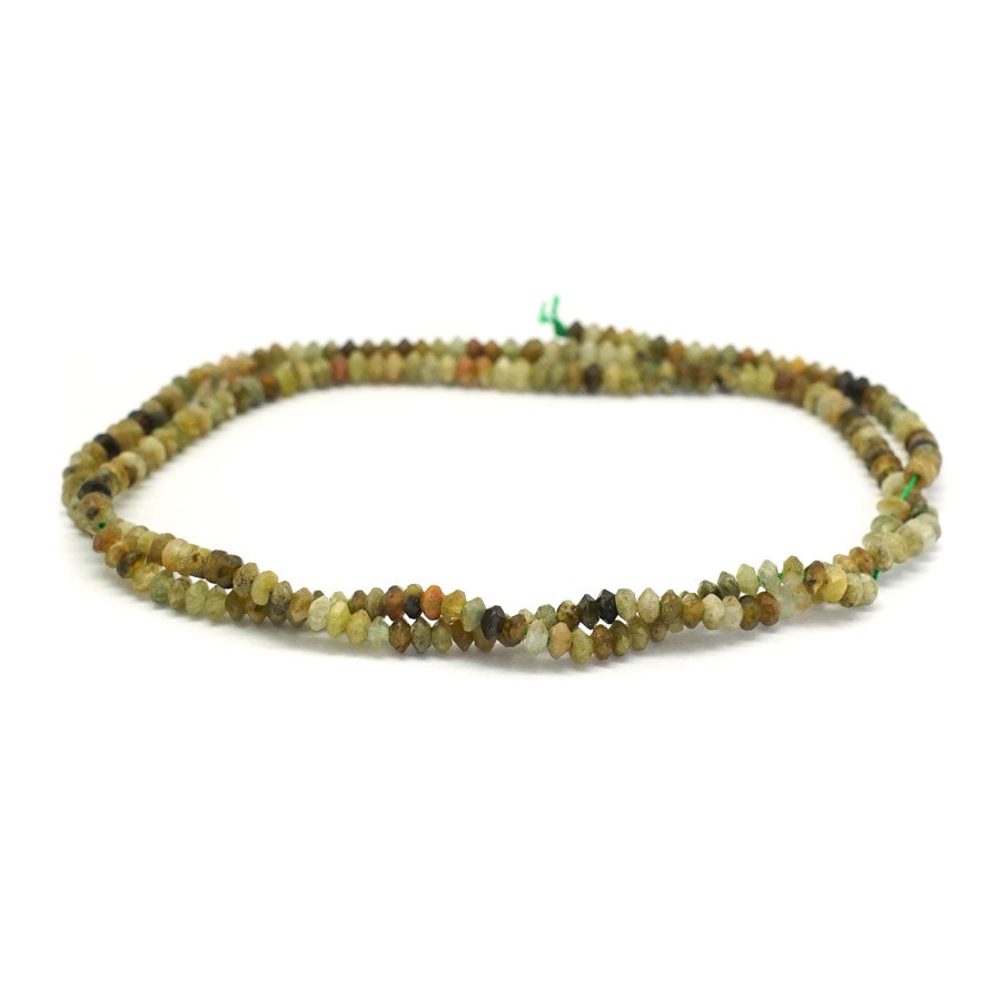 Green Garnet Diamond Cut, Faceted 2x3mm Saucer - 15-16 Inch - Goody Beads