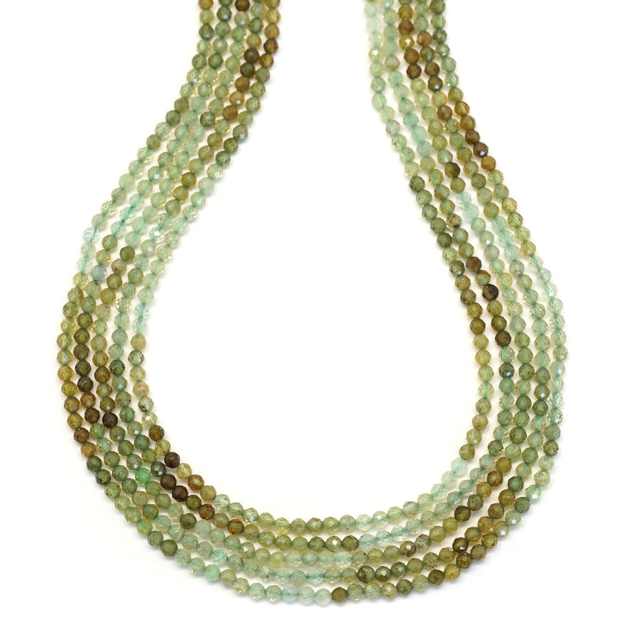 Green Garnet Faceted, Banded, A Grade 3mm Round - 15-16 Inch - Goody Beads