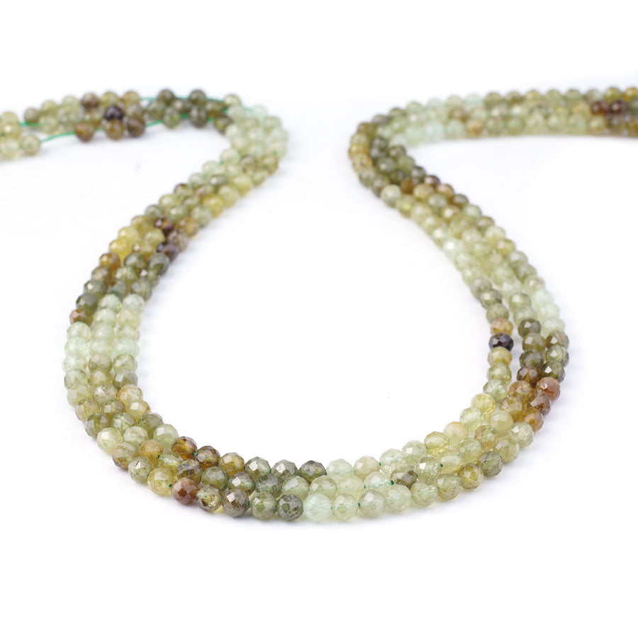 Green Garnet 4mm Faceted Round Banded - 15-16 Inch