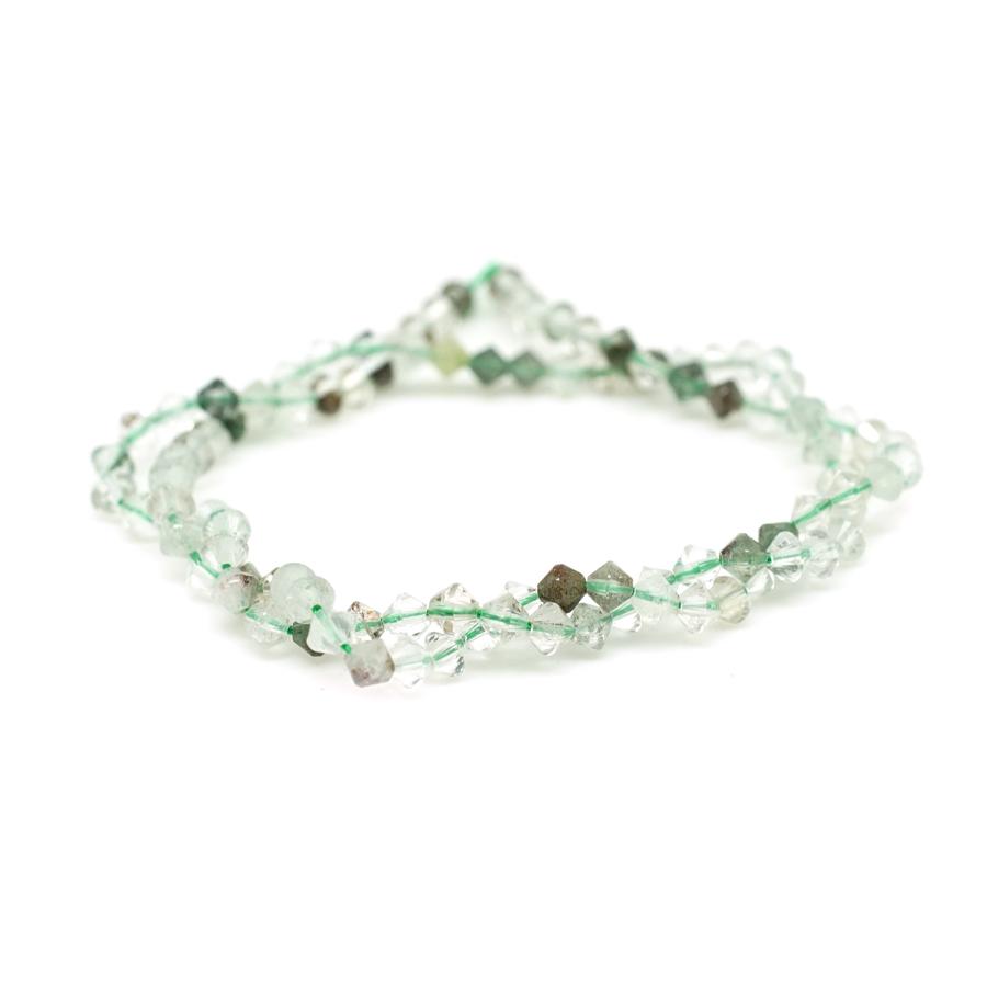 Green Lodalite Quartz Xilion 4mm Bicone - 15-16 Inch