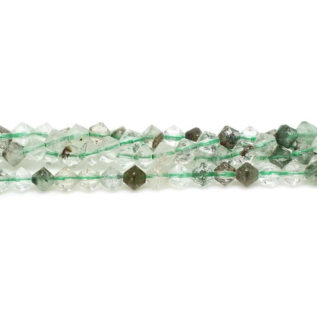 Green Lodalite Quartz Xilion 4mm Bicone - 15-16 Inch