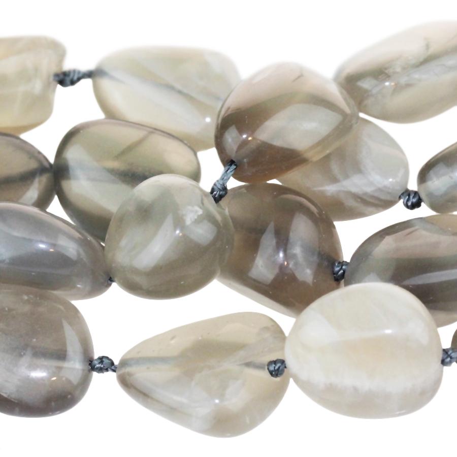 Grey Moonstone 7x9-10x14mm Tumble Nugget 15-16 Inch