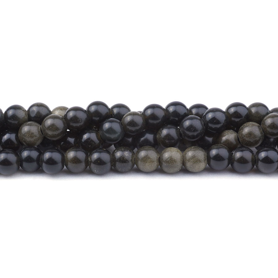 6mm Golden Obsidian Natural Round Large Hole - Large Hole Beads - Goody Beads